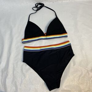 SHEIN Bikini XL Black w Rainbow Band